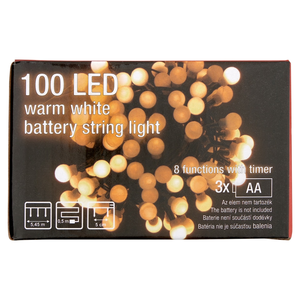 Obrázek 1 pro produkt Snow Meister SM2749 100 LED světelných řetězů na baterie s teplým bílým světlem