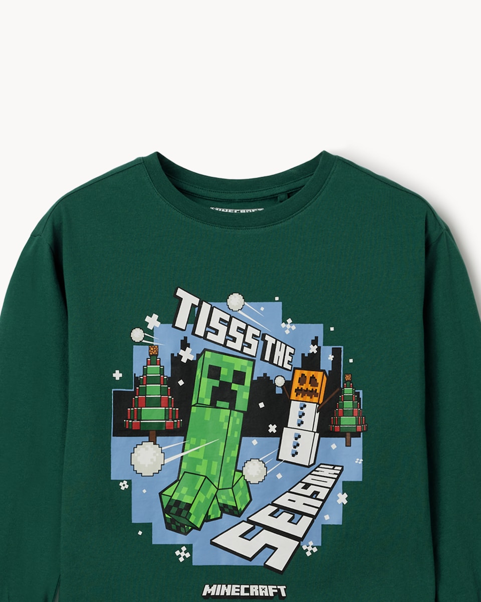 image 1 of Minecraft Pure Cotton Pyjama Set in Green