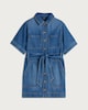 image 4 of F&F Pure Cotton Button Up Belted Mini Dress in Navy