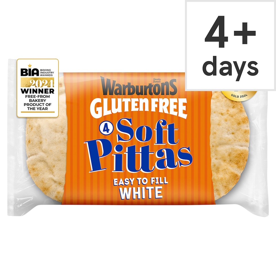 image 1 of Warburtons Gluten Free Soft White Pitta Breads 4 Pack