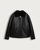 image 4 of The F&F Edit Faux Leather Shearling Collar Jacket in Black