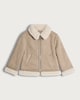 image 4 of F&F Girls Faux Shearling Collar Jacket in Light Nude