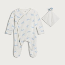 F&F Baby 2-Piece Pure Cotton Sleepsuit and Comforter in White