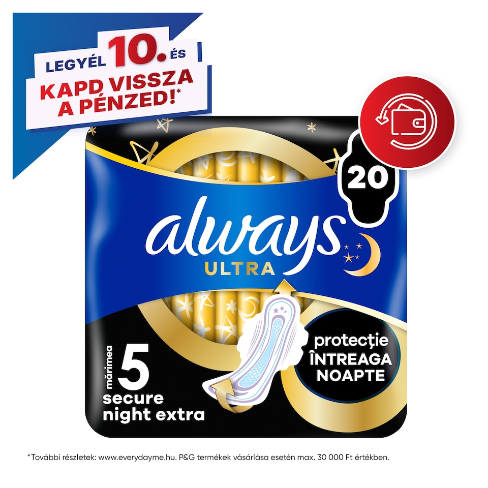 image 1 of Always Ultra Sanitary Towels Secure Night Extra (Size 5) Wings X20