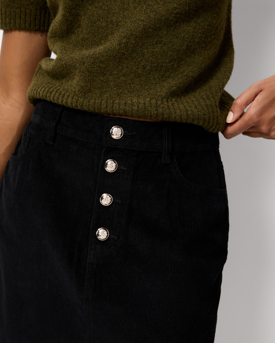 image 1 of F&F Pure Cotton Corduroy Mini Skirt in Black