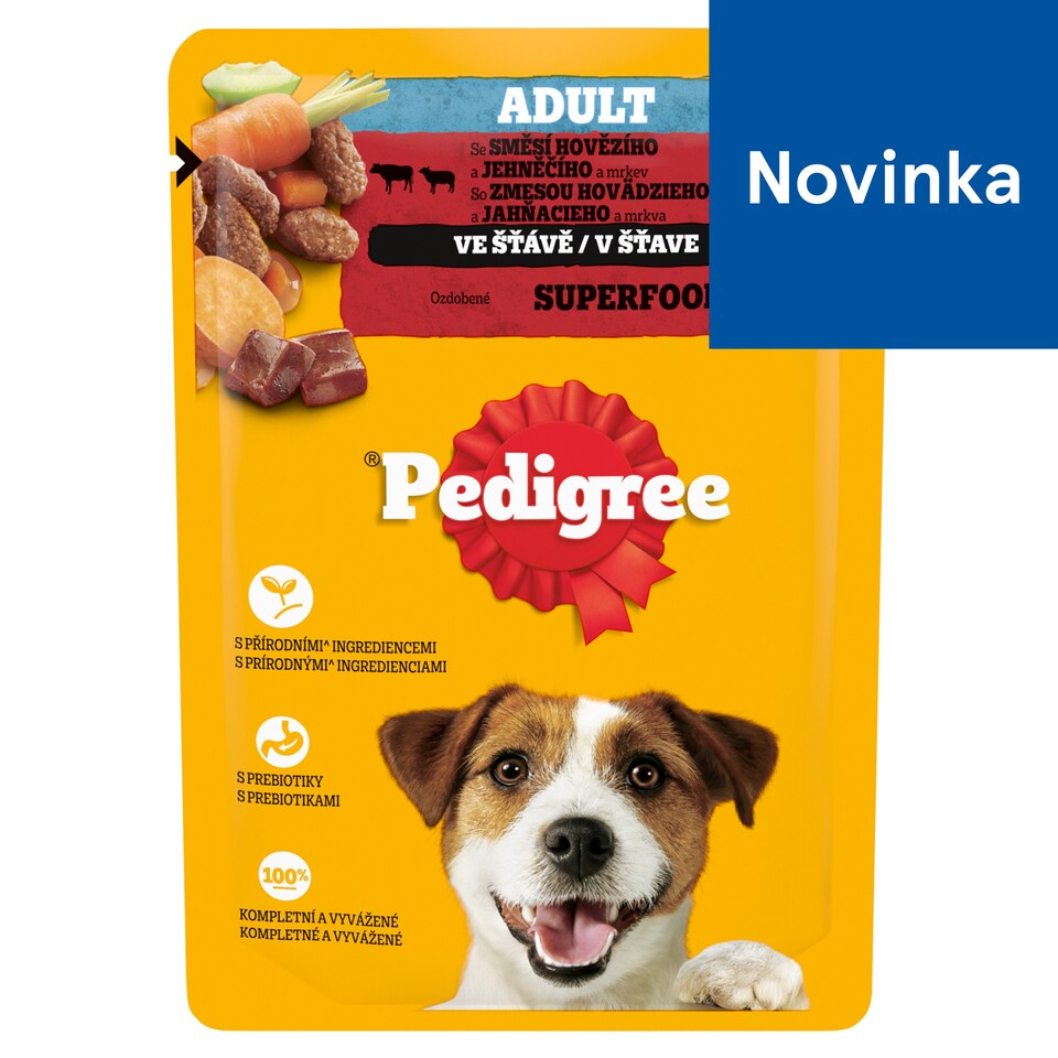 Pedigree Adult so zmesou hovädzieho a jahňacieho a mrkva v šťave 100 g