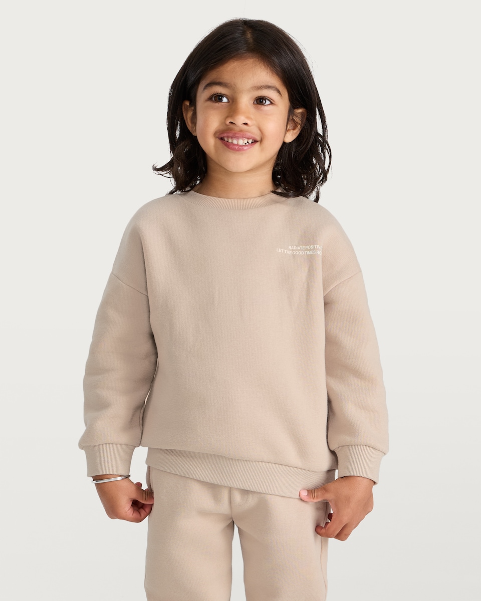 image 1 of F&F Boys 2-Piece Cotton Rich Let the Good Times Roll Sweatshirt and Joggers Set in Stone
