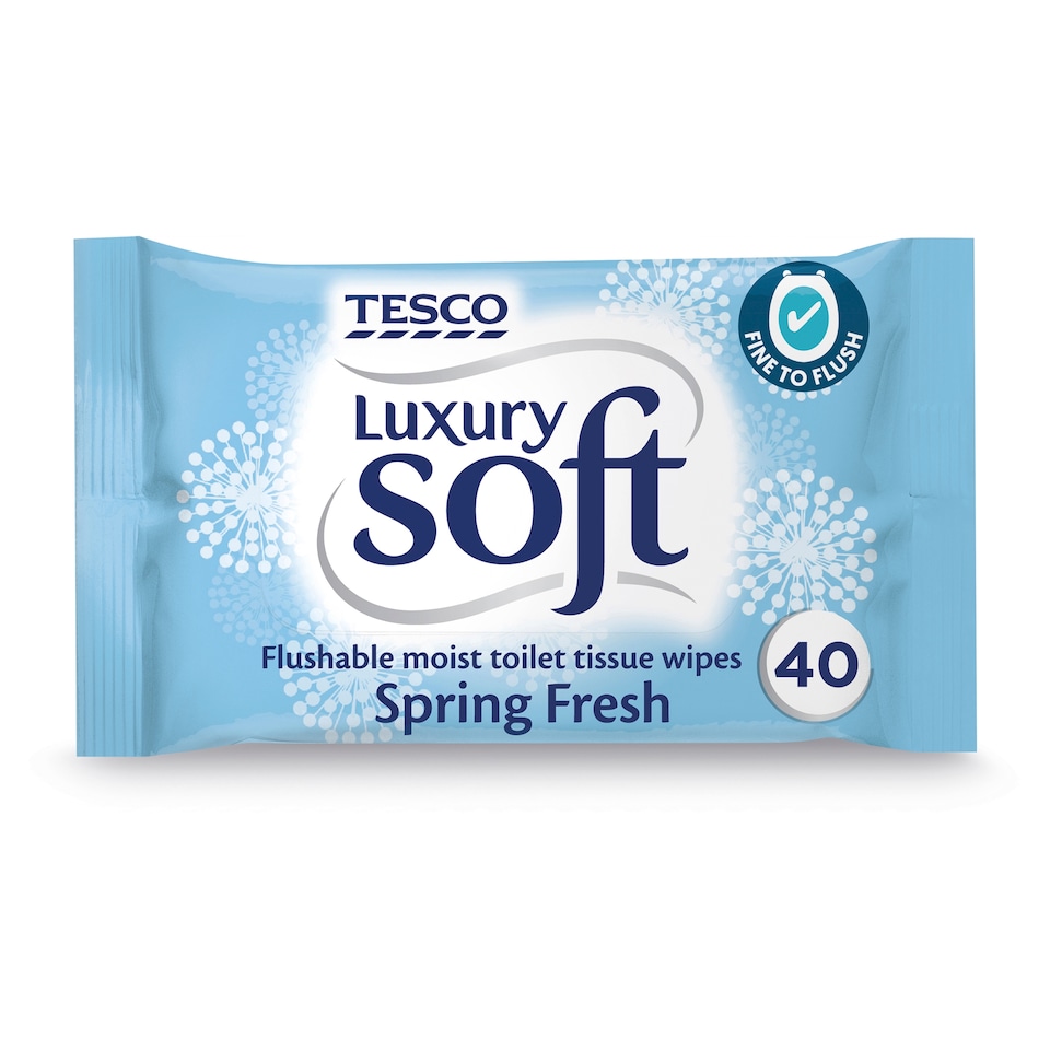image 1 of Tesco Luxury Soft Spring Fresh 40 Flushable Wipes