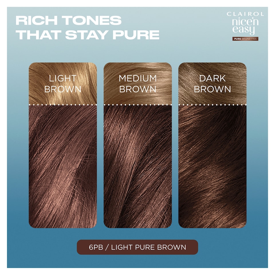 image 1 of Clairol Nice'N Easy Crème Pure Brunettes Permanent Hair Dye Kit - 6PB Light Hazelnut Brown