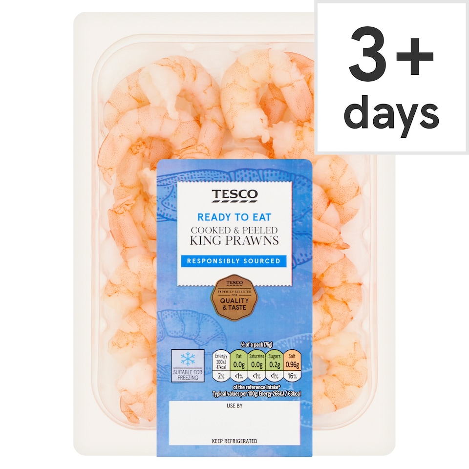 Tesco Ready to Eat Cooked & Peeled King Prawns 150g