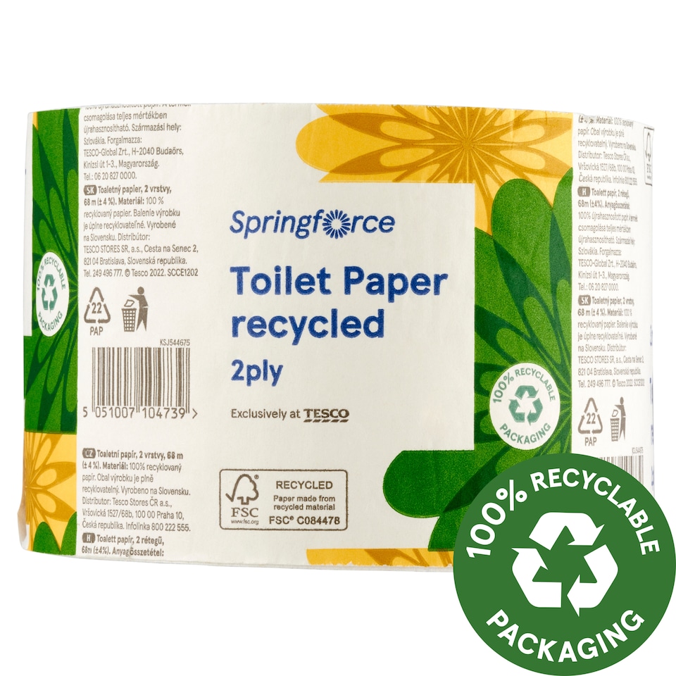 Springforce Toilet Paper Recycled 2 Ply 1 Roll