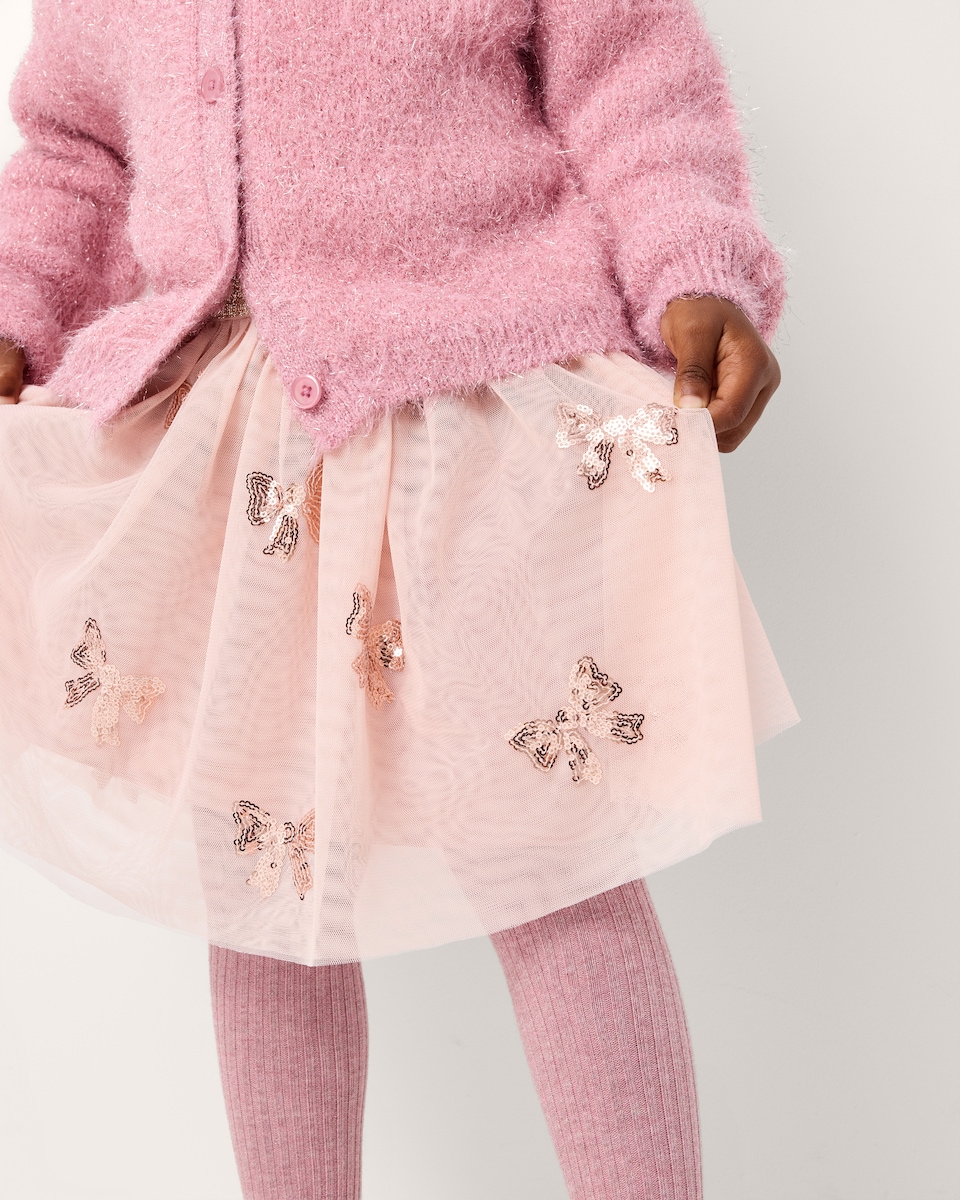image 1 of F&F Girls Sequin Embellished Skirt in Pink