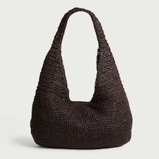 SACHA Straw Woven Shoulder Bag in Brown