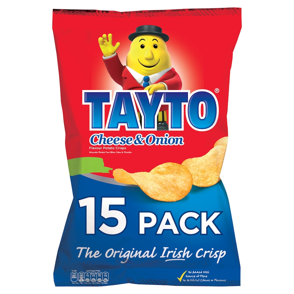Tayto Cheese & Onion Flavoured Crisps 15 x 25g