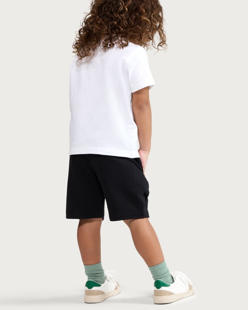 image 1 of F&F Boys Cotton Rich Drawstring Shorts in Black