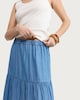 image 2 of F&F Pure Lyocell Tiered Midi Skirt in Blue