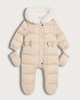 image 1 of F&F Baby Quilted High Shine Shower Resistant Pramsuit in Amber