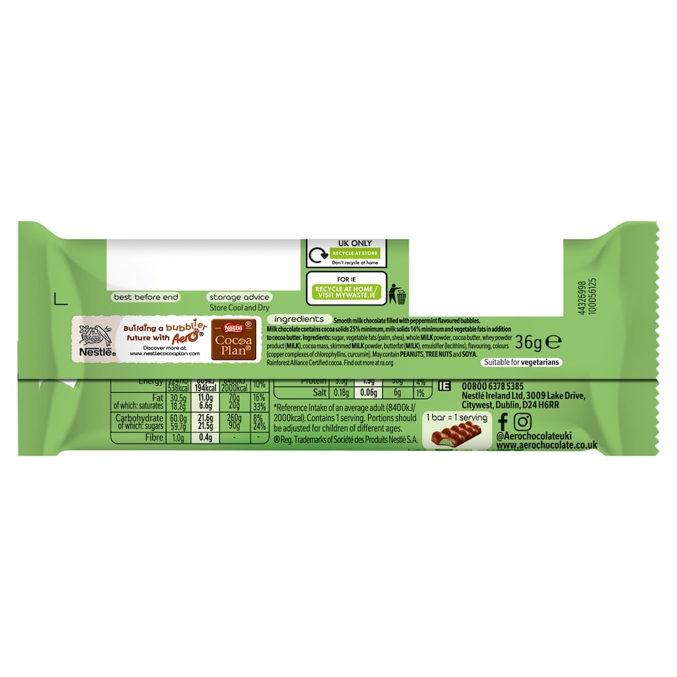 image 1 of Aero Peppermint Mint Chocolate Bar 36g