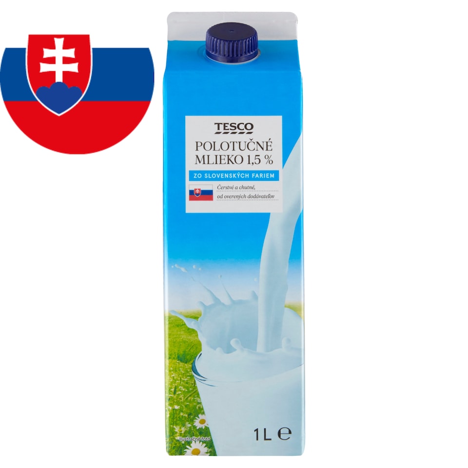 Tesco Polotučné mlieko 1,5 % 1 l