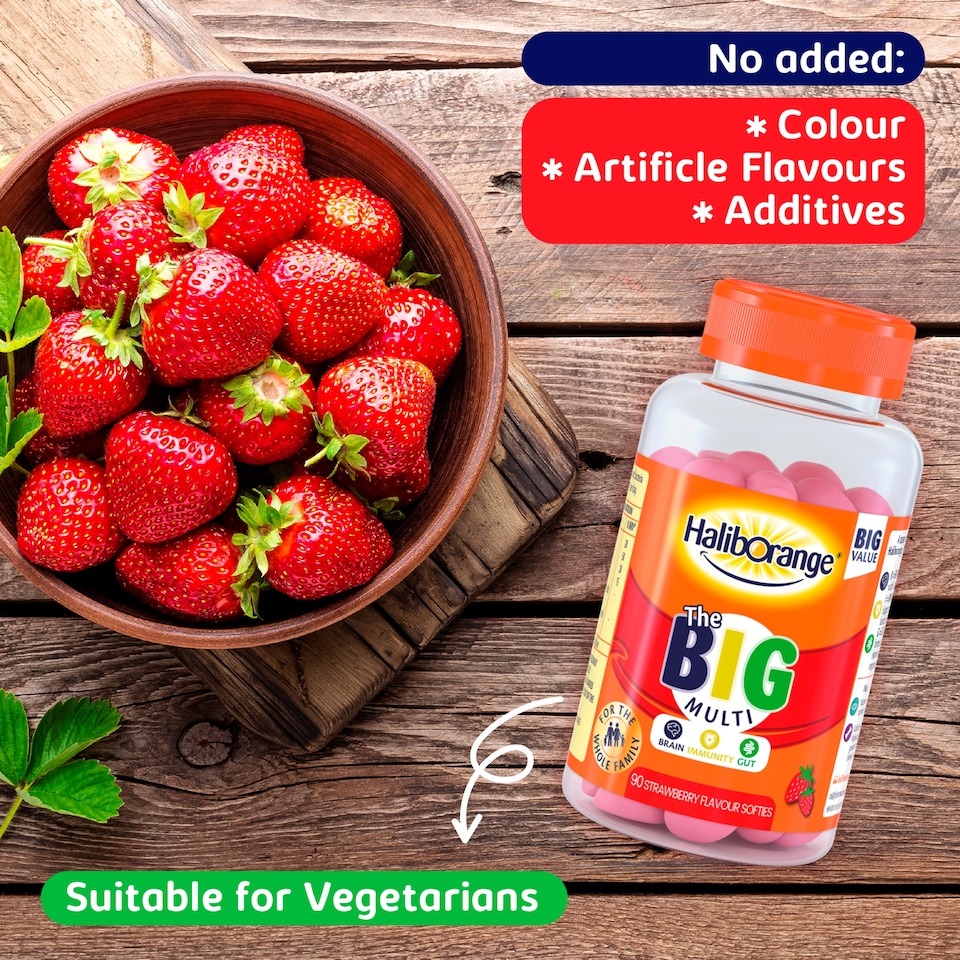image 1 of Haliborange The Big Multi Softies - Strawberry Flavour 90s