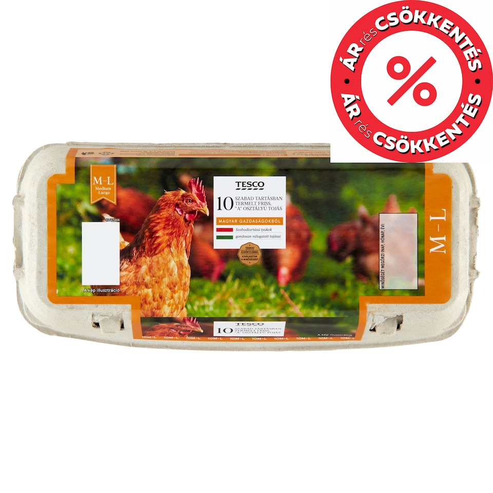 Tesco "A” Quality Free-Range Fresh Egg M-L 10 pcs
