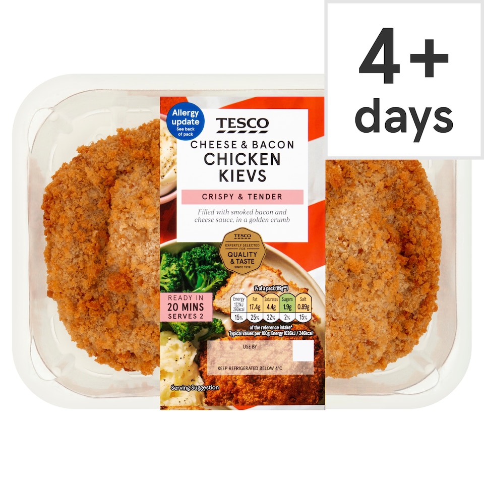 Tesco 2 Cheese and Bacon Chicken Kievs 260g