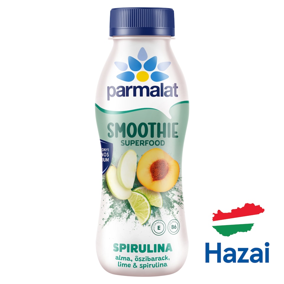 Parmalat Smoothie Apple, Peach, Lime Low-Fat Sour Milk Product with Spirulina 330 g