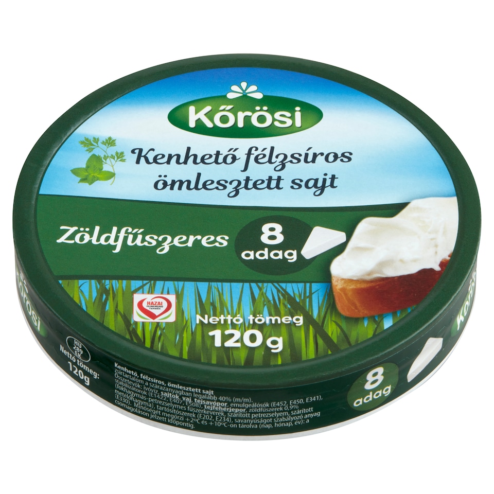 image 1 of Kőrösi Spreadable Semi-Fat Cheese with Green Spices 8 pcs 120 g
