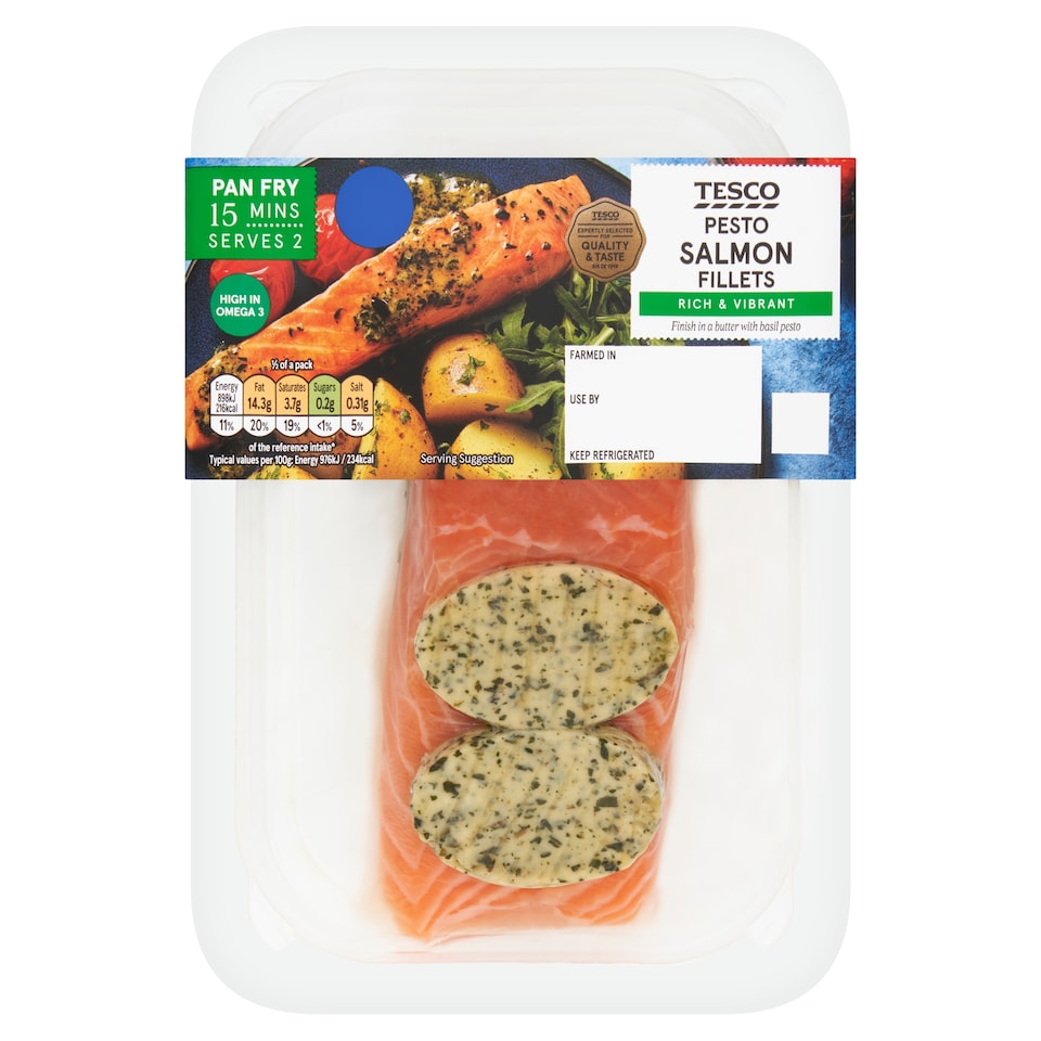 Tesco Pesto Salmon Fillets 230G