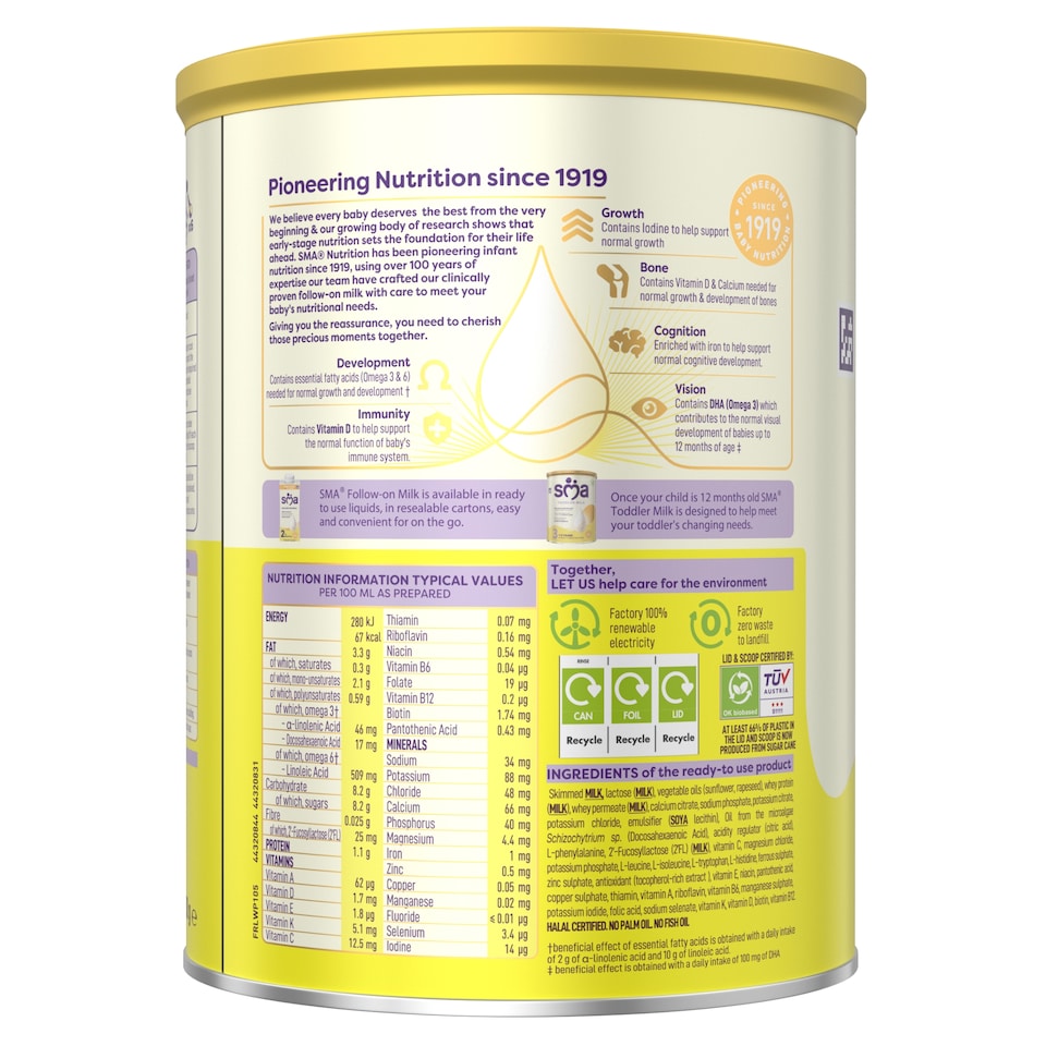 image 1 of SMA Follow-On Baby Milk Powder Formula 6-12 Months 800 G