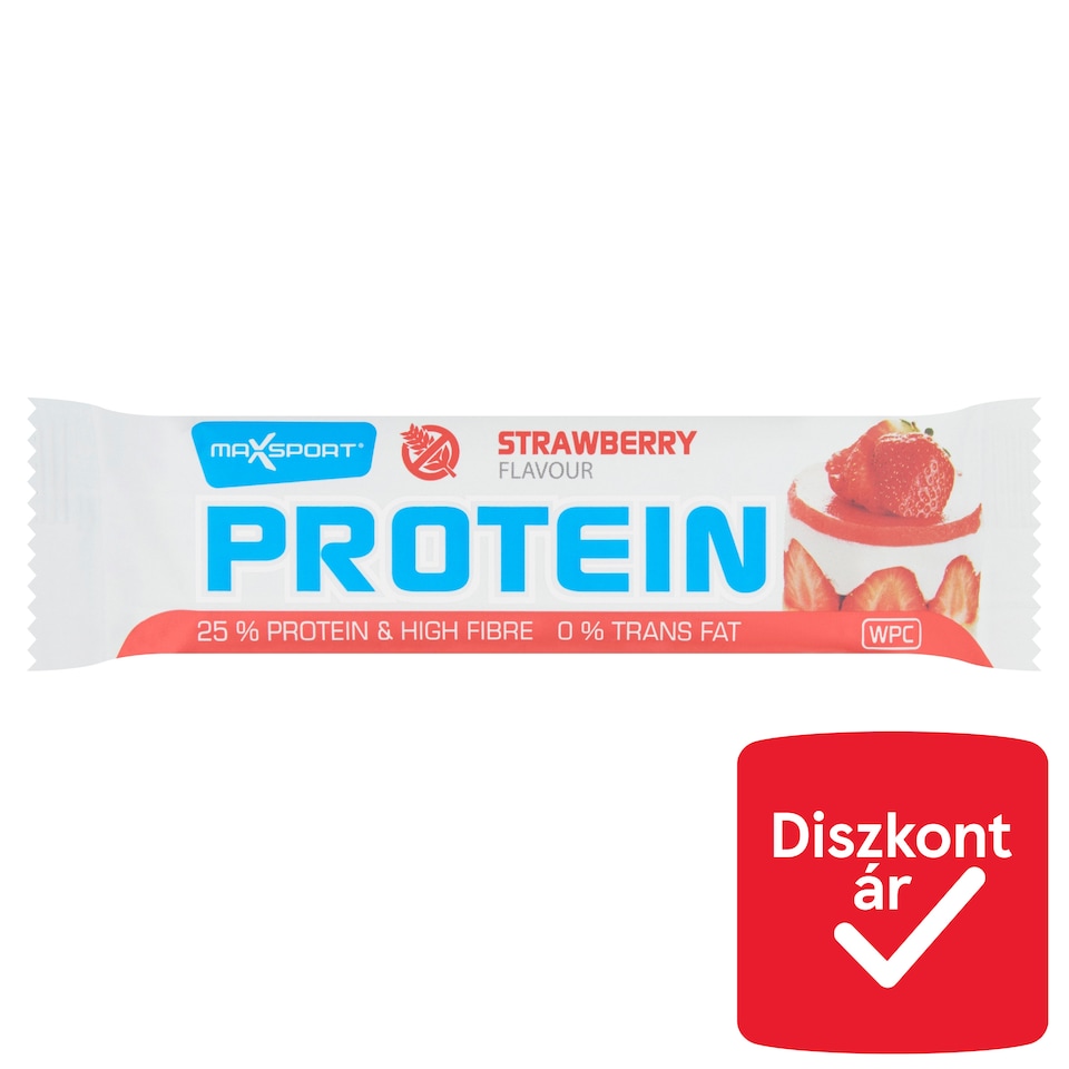 MaxSport Protein gluténmentes eper ízű fehérje tartalmú szelet fehér bevonattal 60 g