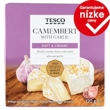 Tesco Mäkký zrejúci plnotučný syr s bielou plesňou na povrchu s cesnakom 120 g