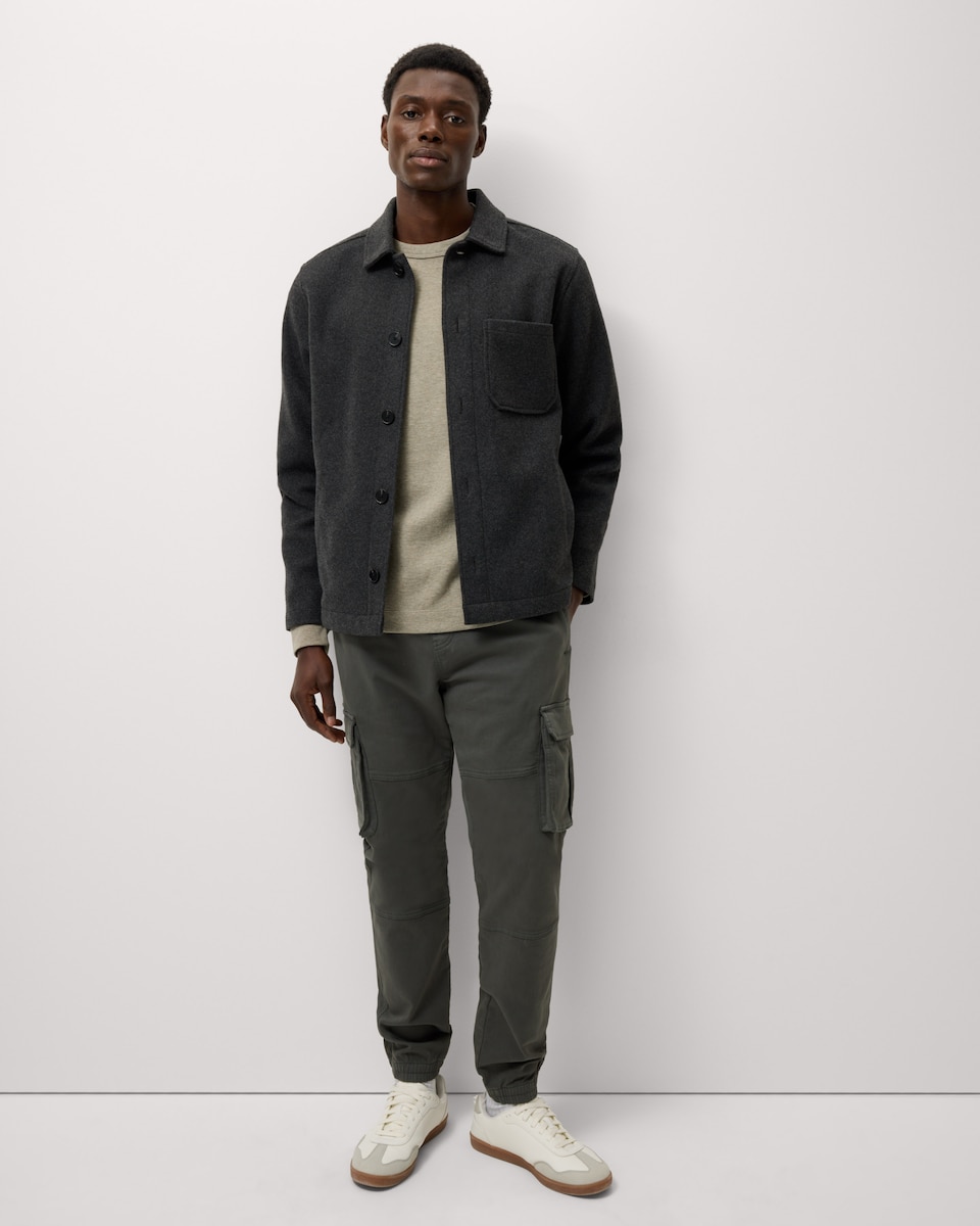 image 1 of F&F Cotton Rich Knitted Cargo Trousers in Khaki