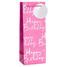 Tesco Pink Happy Birthday Bottle Bag