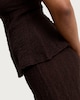 image 3 of F&F Cotton Rich Crinkle Textured Wide Leg Trousers in Chocolate