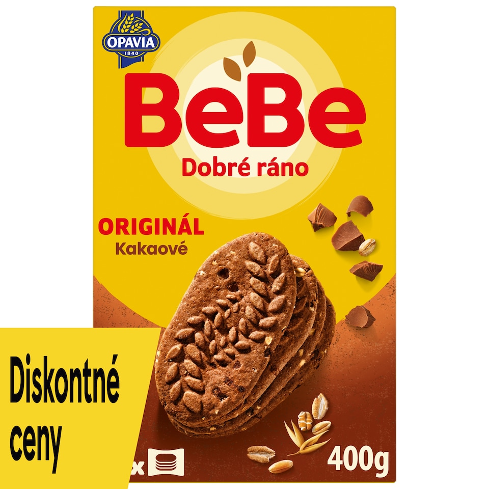 Opavia sušienky kakaové BeBe Dobré Ráno s kúskami čokolády 8 x 50 g (400 g)