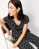 image 3 of F&F Polka Dot Tie Front Top in Multi Black