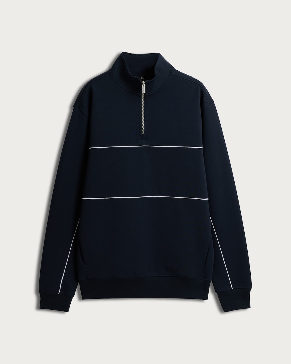 image 1 of F&F Cotton Rich Regular Fit Half Zip Co-ord Sweatshirt in Navy