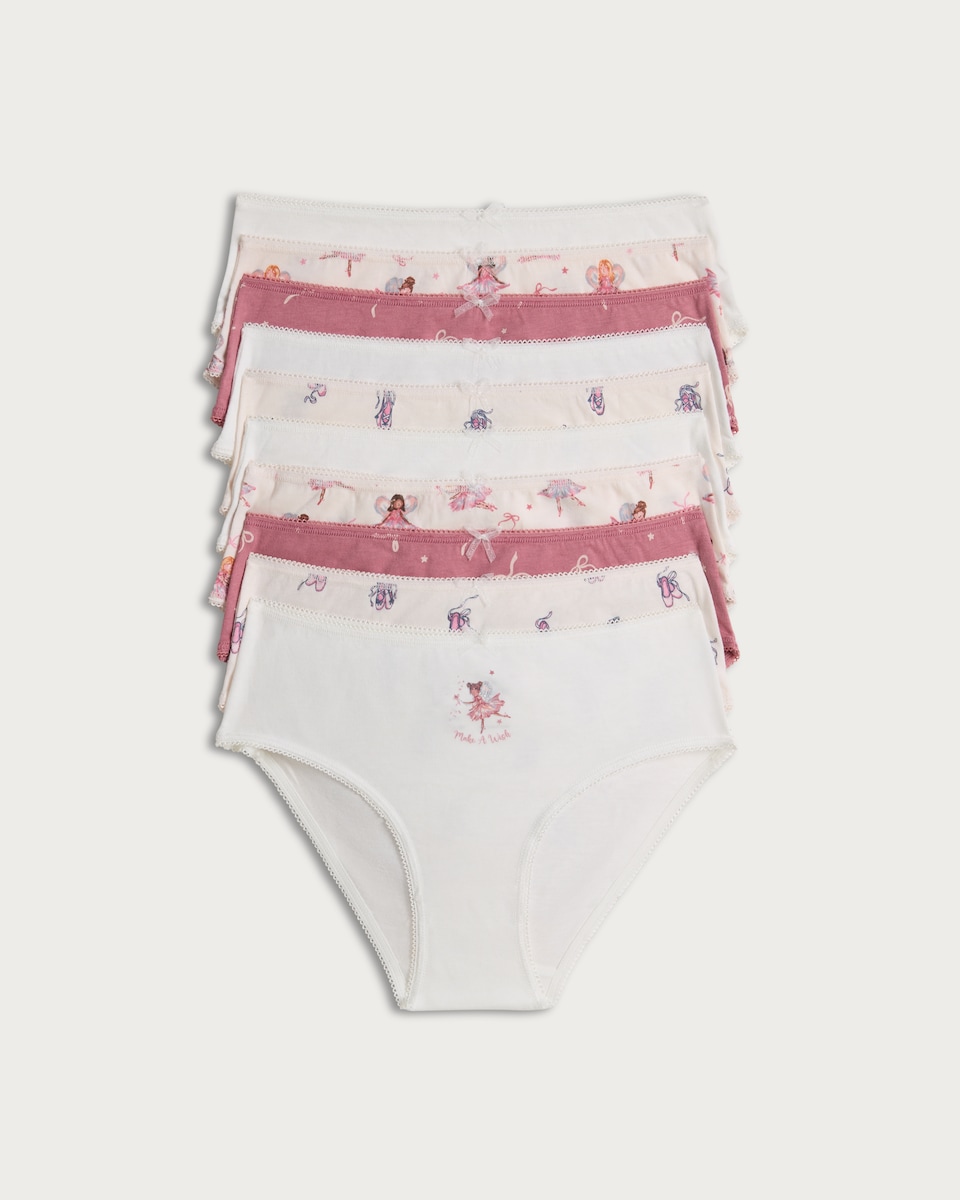 image 1 of F&F Girls 10-Pack Pure Cotton Fairy Print Briefs in Multi