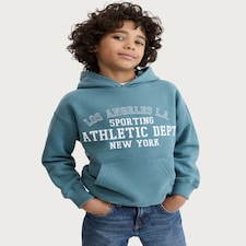 F&F Boys Cotton Rich Slogan Hoodie in Teal