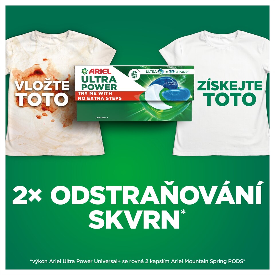 Obrázek 1 pro produkt Ariel ULTRA POWER PODS, Kapsle Na Praní S Tekutým Pracím Prostředkem, 18 Praní, Universal+