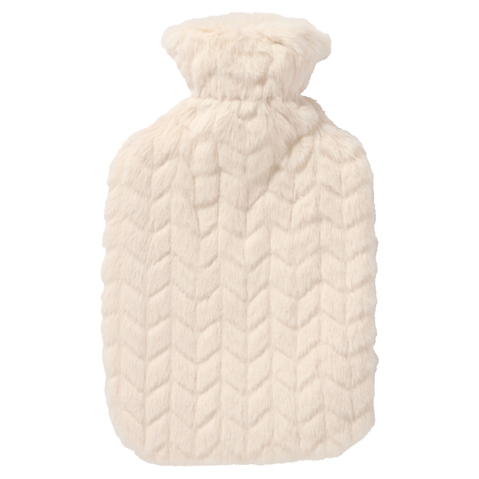 F&F Home Hot Water Bottle Cream Cable Fur