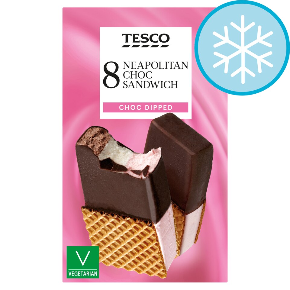 Tesco Neapolitan Chocolate Sandwich 8X90ml Tesco Groceries