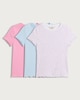 image 4 of F&F Girls 3-Pack Cotton Rich Lettuce Hem T-Shirts in Multi Pink