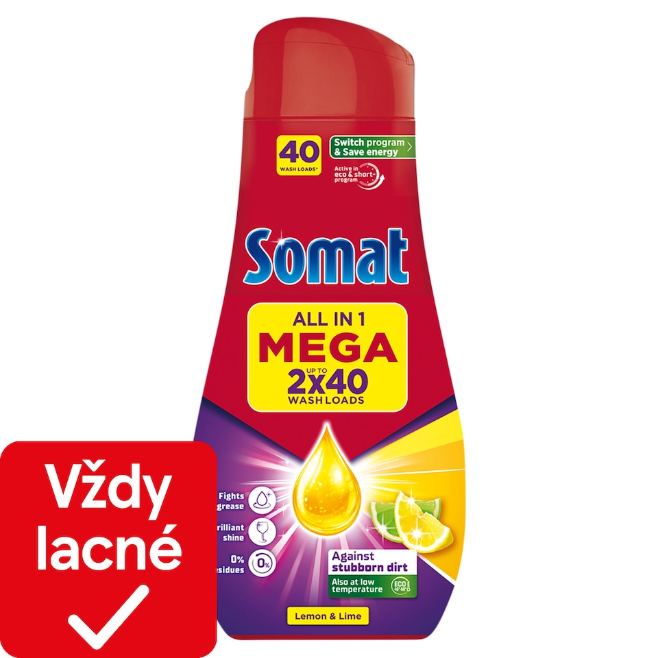 Somat Power Gel All in 1 Lemon & Lime Dishwasher Gel 2 x 720 ml