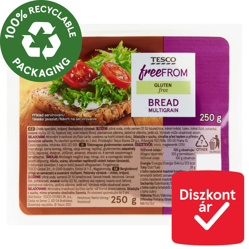 Tesco Free From Gluten Free Multigrain Bread 250 g