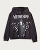 image 4 of Wednesday Addams Print Cotton Rich Hoodie in Black