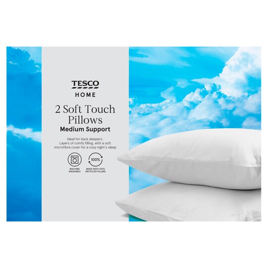 Tesco Soft Touch Pillow 2 Pack (Medium) Tesco Groceries