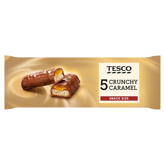 Tesco Crunchy Caramel Bars 5 X 42G Tesco Groceries