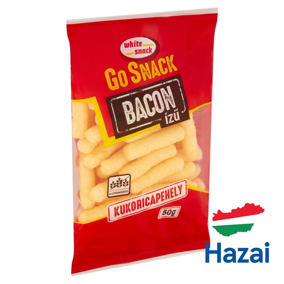 White Snack Go Snack gluténmentes bacon ízű extrudált kukoricapehely 50 g